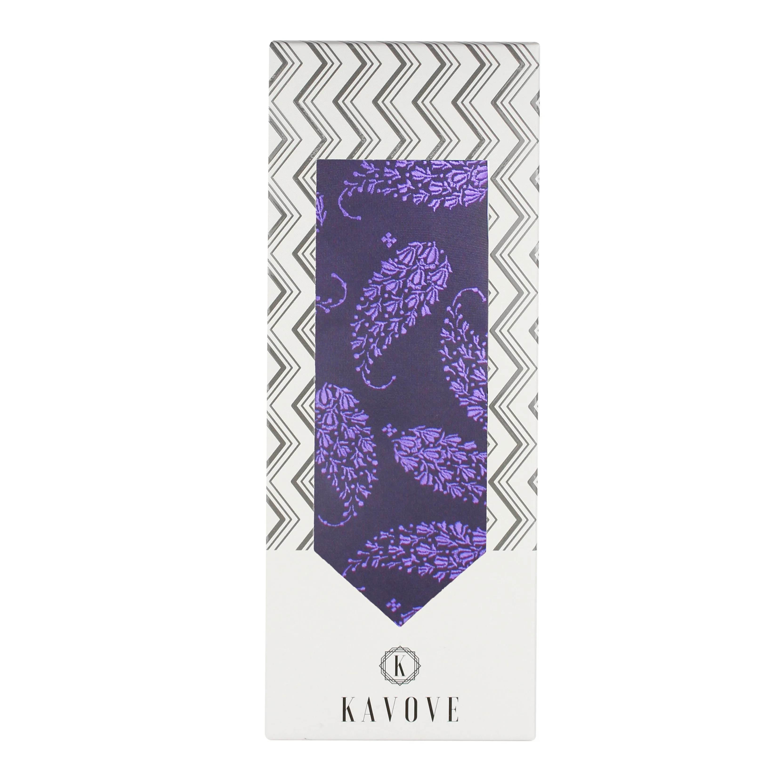 Kovove The Twining Paisley Purple Necktie and Pocket Square Gift Box