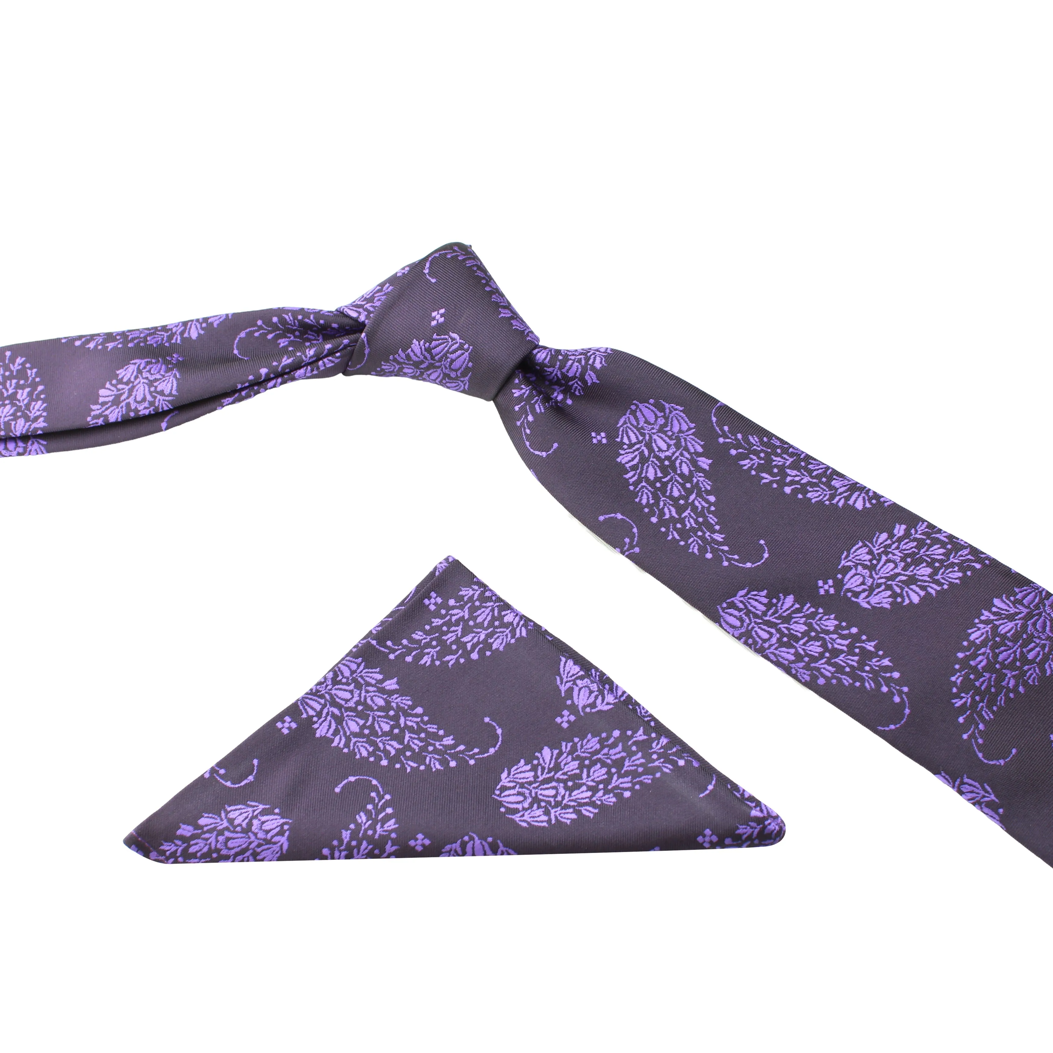 Kovove The Twining Paisley Purple Necktie and Pocket Square Gift Box