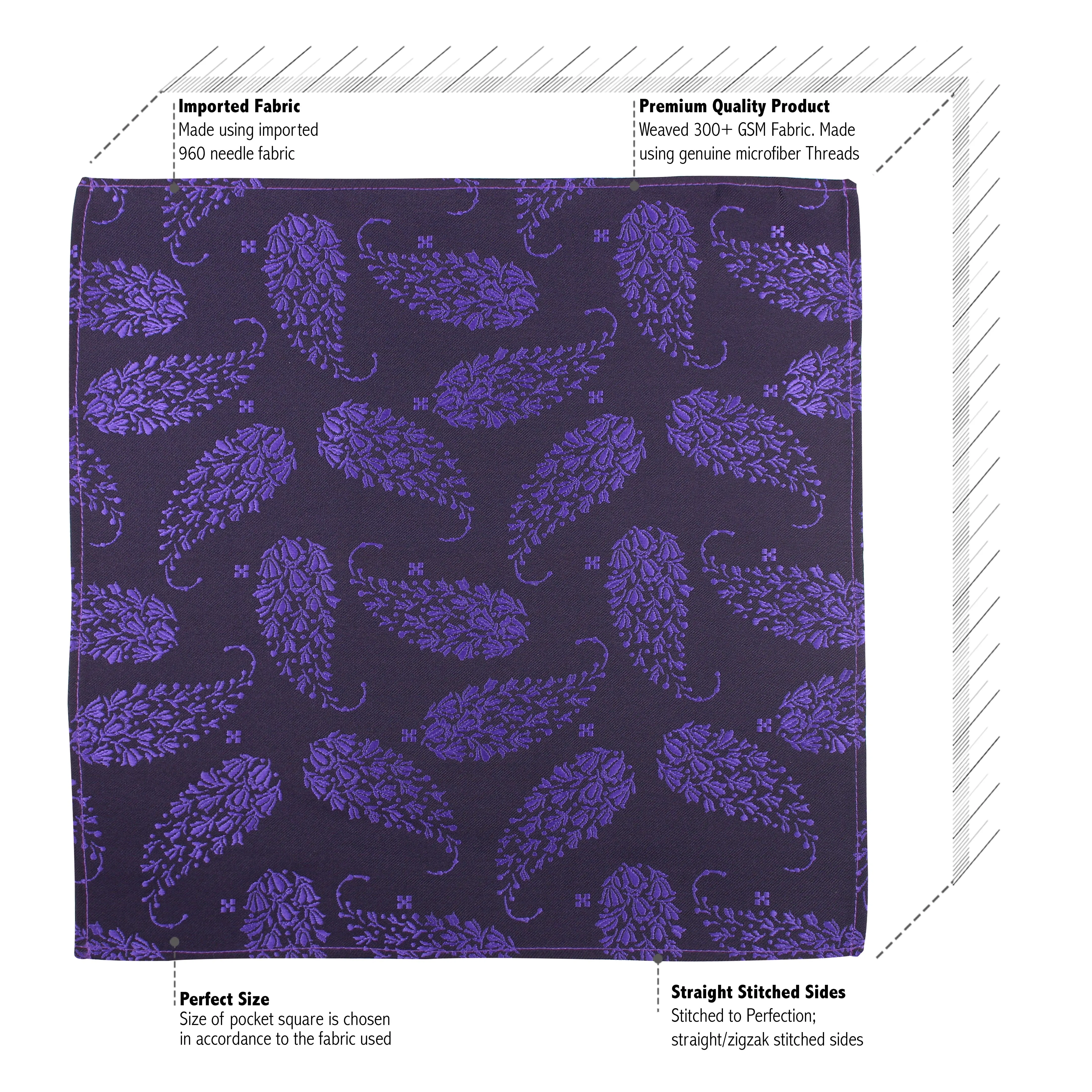 Kovove The Twining Paisley Purple Necktie and Pocket Square Gift Box