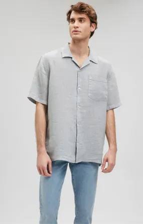 LINEN SHORT SLEEVE SHIRT IN HARBOR MIST