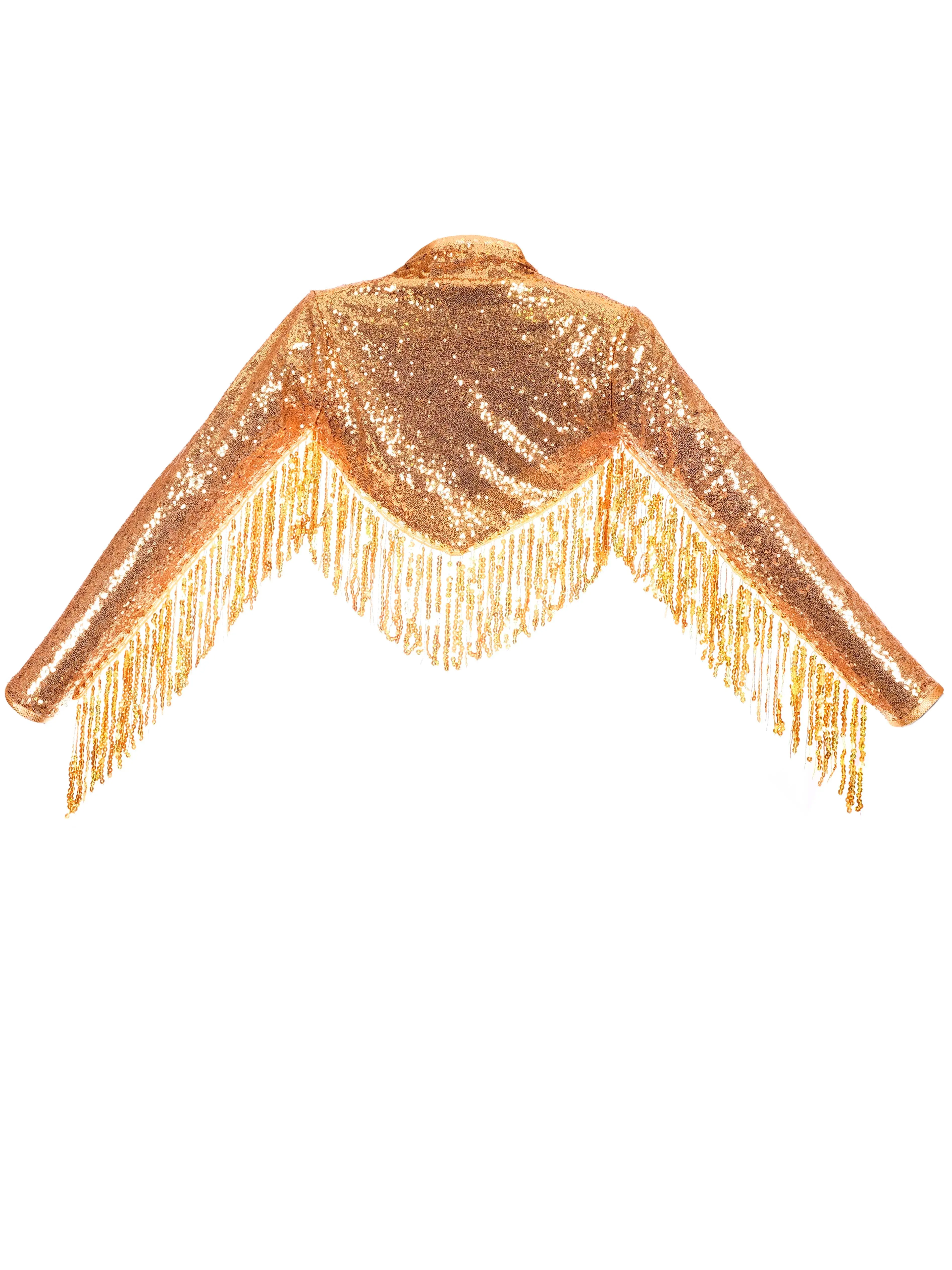 Little Miss Midas | Gold on Gold | Sequin Fringe Bolero