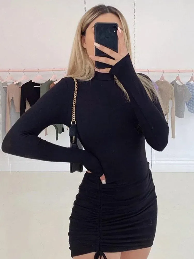 Long Sleeve Bodycon Dress: Trendy Turtleneck Party Wear for Women