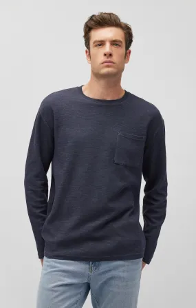 LONG SLEEVE POCKET T-SHIRT IN COLLEGIATE BLUE