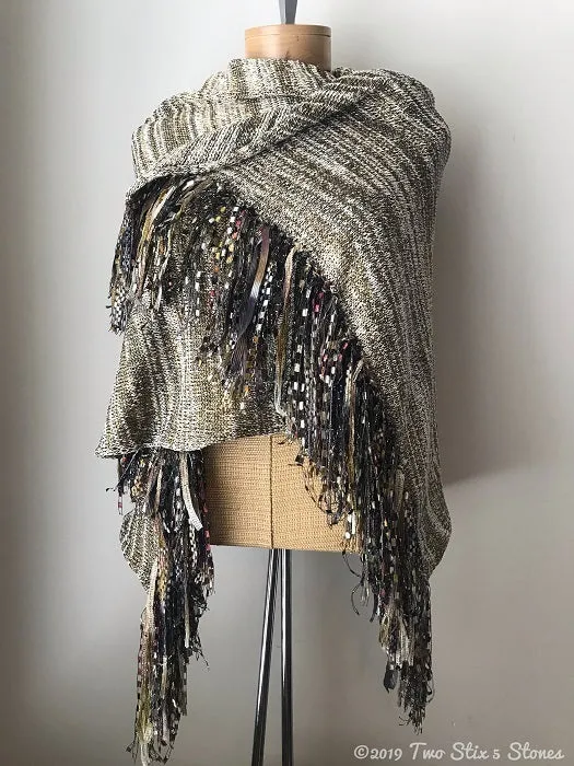 Luxe Gold & Oatmeal Wrap w/Fringe