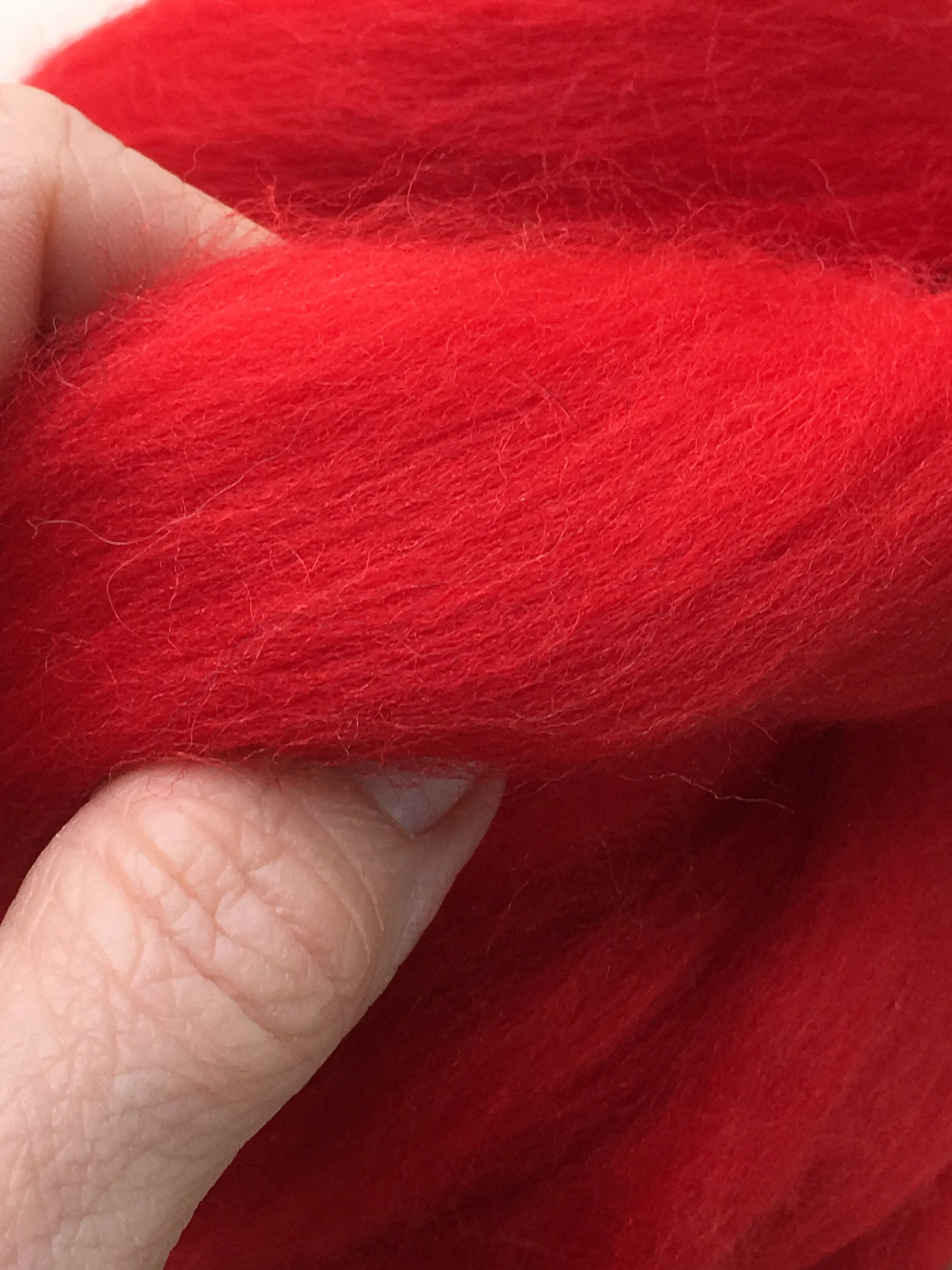 Luxurious Red Merino Wool Roving