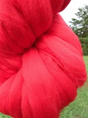 Luxurious Red Merino Wool Roving