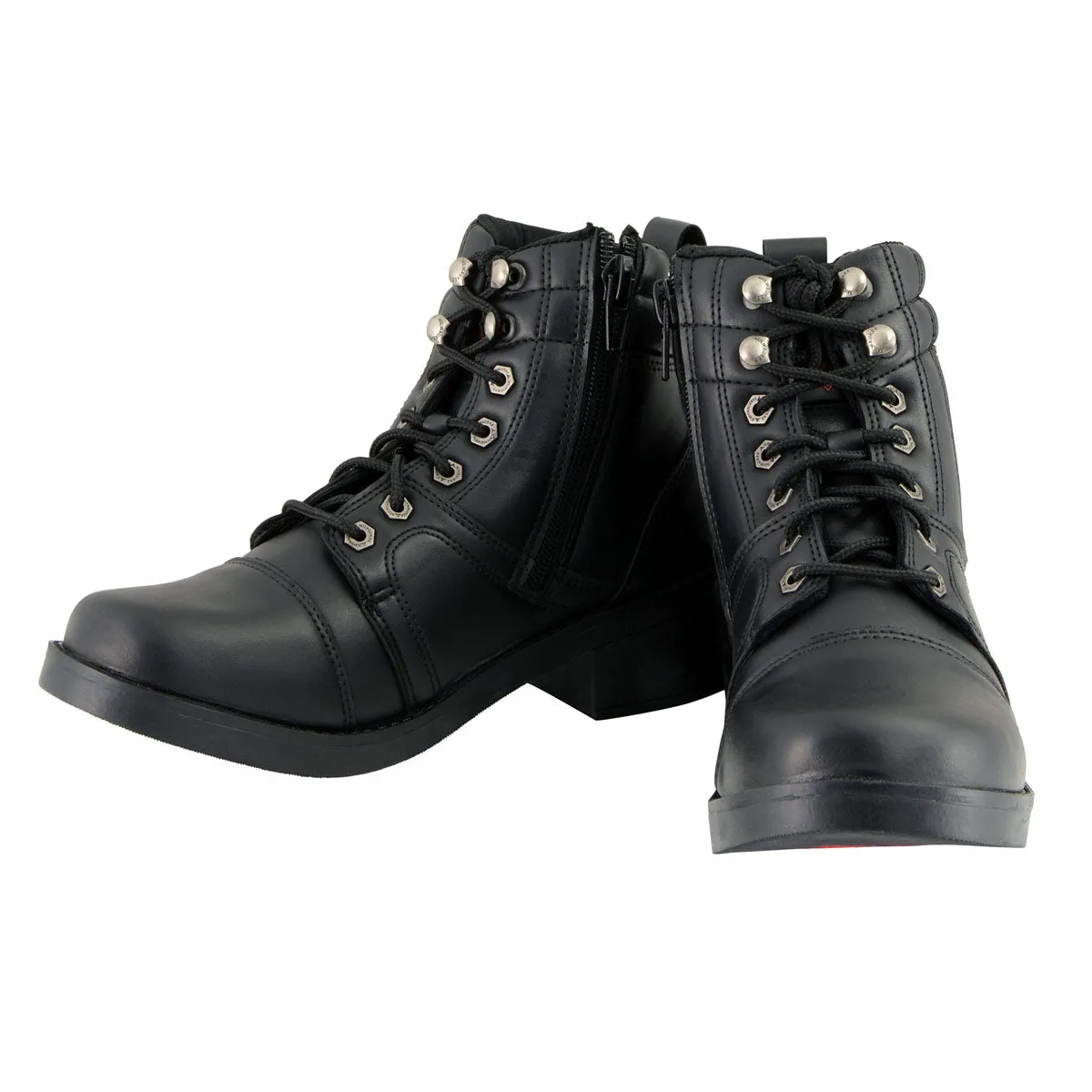 Milwaukee Leather MBK9255 Boys Black Lace-Up Boots with Side Zipper