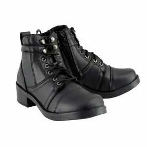 Milwaukee Leather MBK9255 Boys Black Lace-Up Boots with Side Zipper