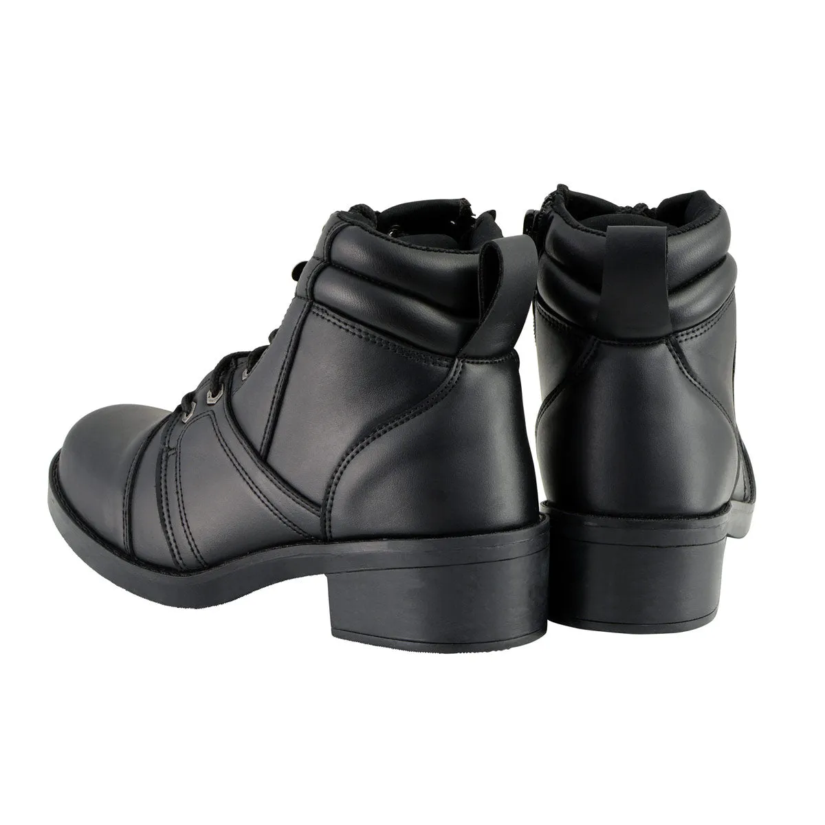 Milwaukee Leather MBK9255 Boys Black Lace-Up Boots with Side Zipper