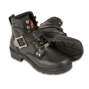 Milwaukee Leather MBL9310 Women's Lace-Up Black Engineer Motorcycle Boots