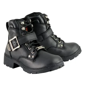 Milwaukee Leather MBL9310 Women's Lace-Up Black Leather Engineer Motorcycle Rider Boots