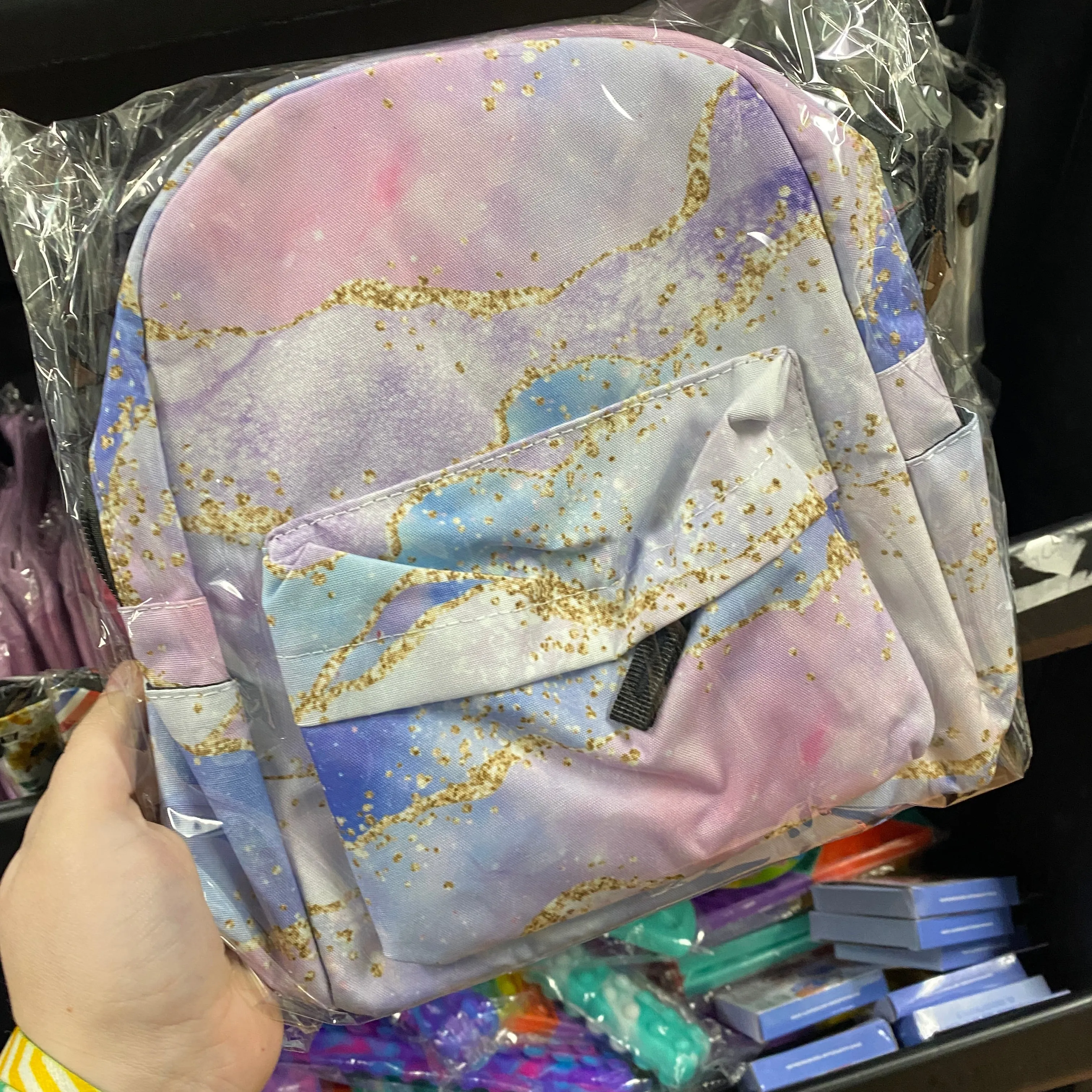 Mini Backpack - Purple Sparkle Waves