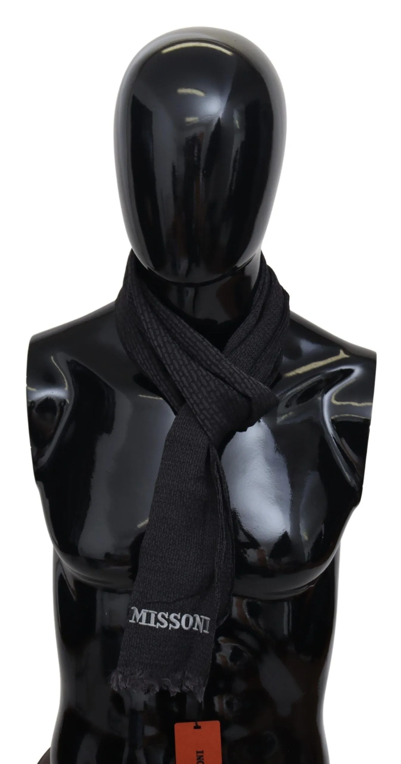 Missoni Elegant Black Wool Fringed Scarf