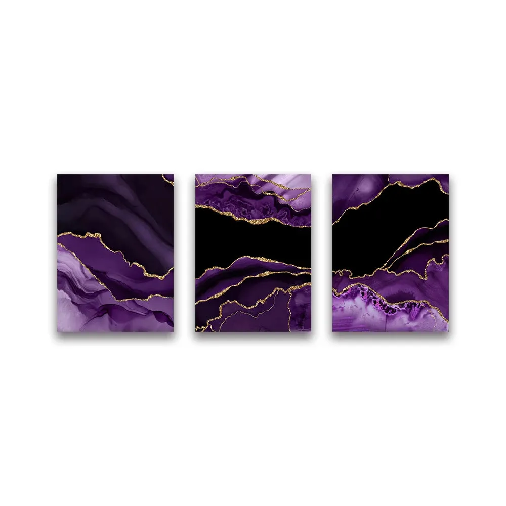 Modern Abstract Liquid Purple Black Marble Print Wall Art Fine Art Canvas Prints Pictures For Living Room Dining Room Home Office Art Decor