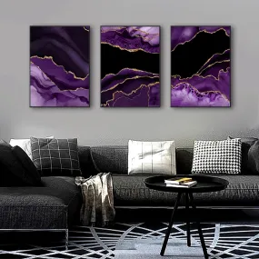 Modern Abstract Liquid Purple Black Marble Print Wall Art Fine Art Canvas Prints Pictures For Living Room Dining Room Home Office Art Decor