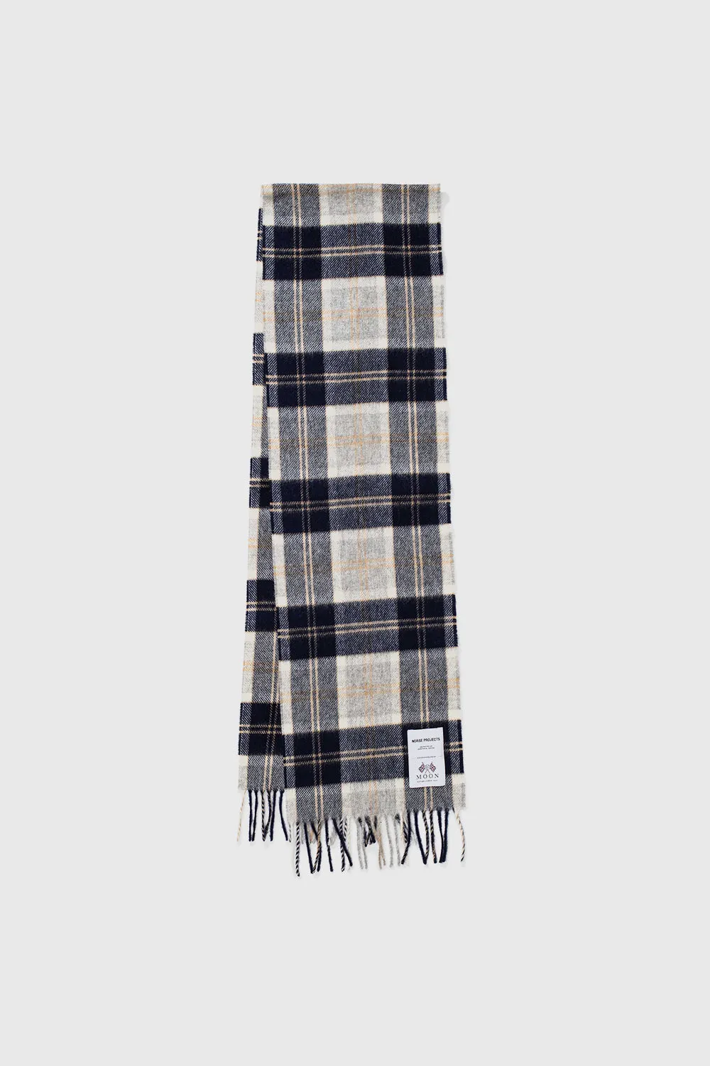 Moon Checked Lambswool Scarf - Navy