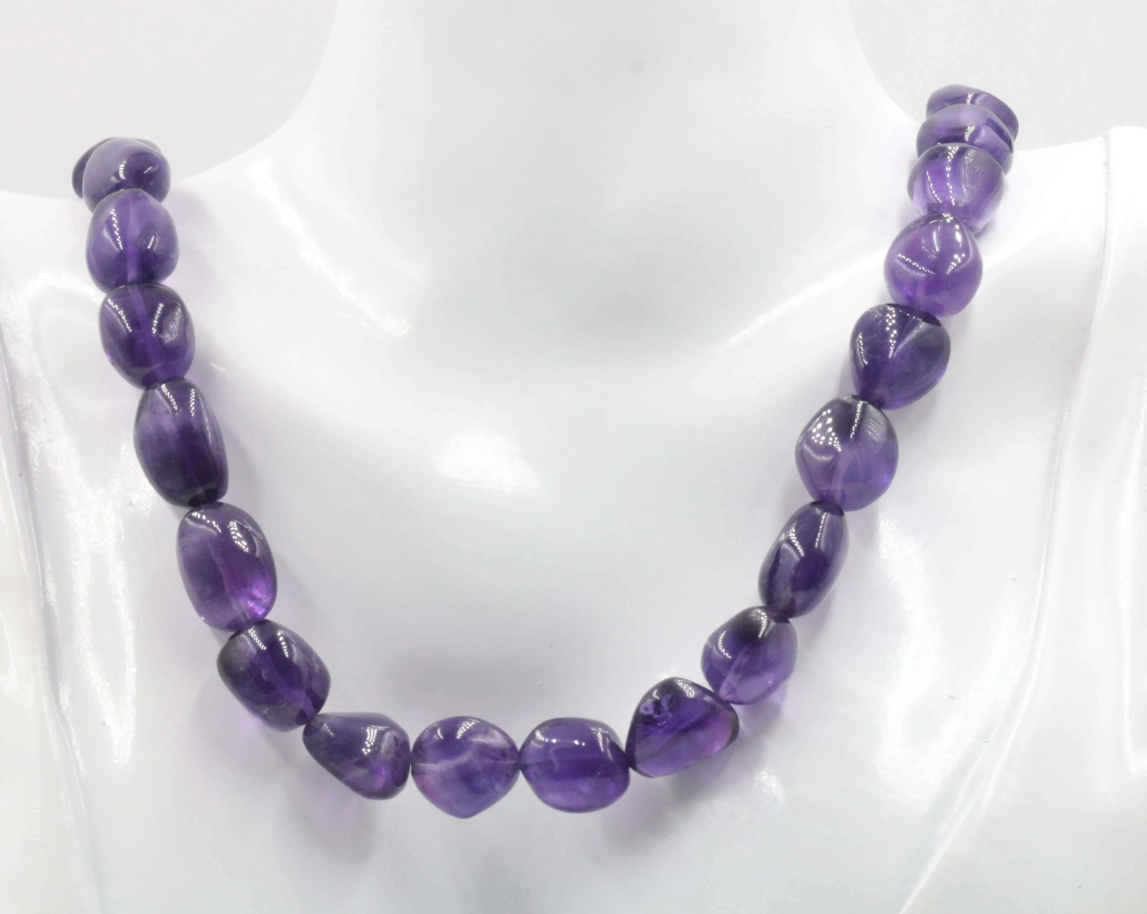 Natural Amethyst Quartz Beaded Necklace Quartz Necklace February Birthstone Necklace Purple Amethyst Beaded Gemstone Necklace SKU 6142736