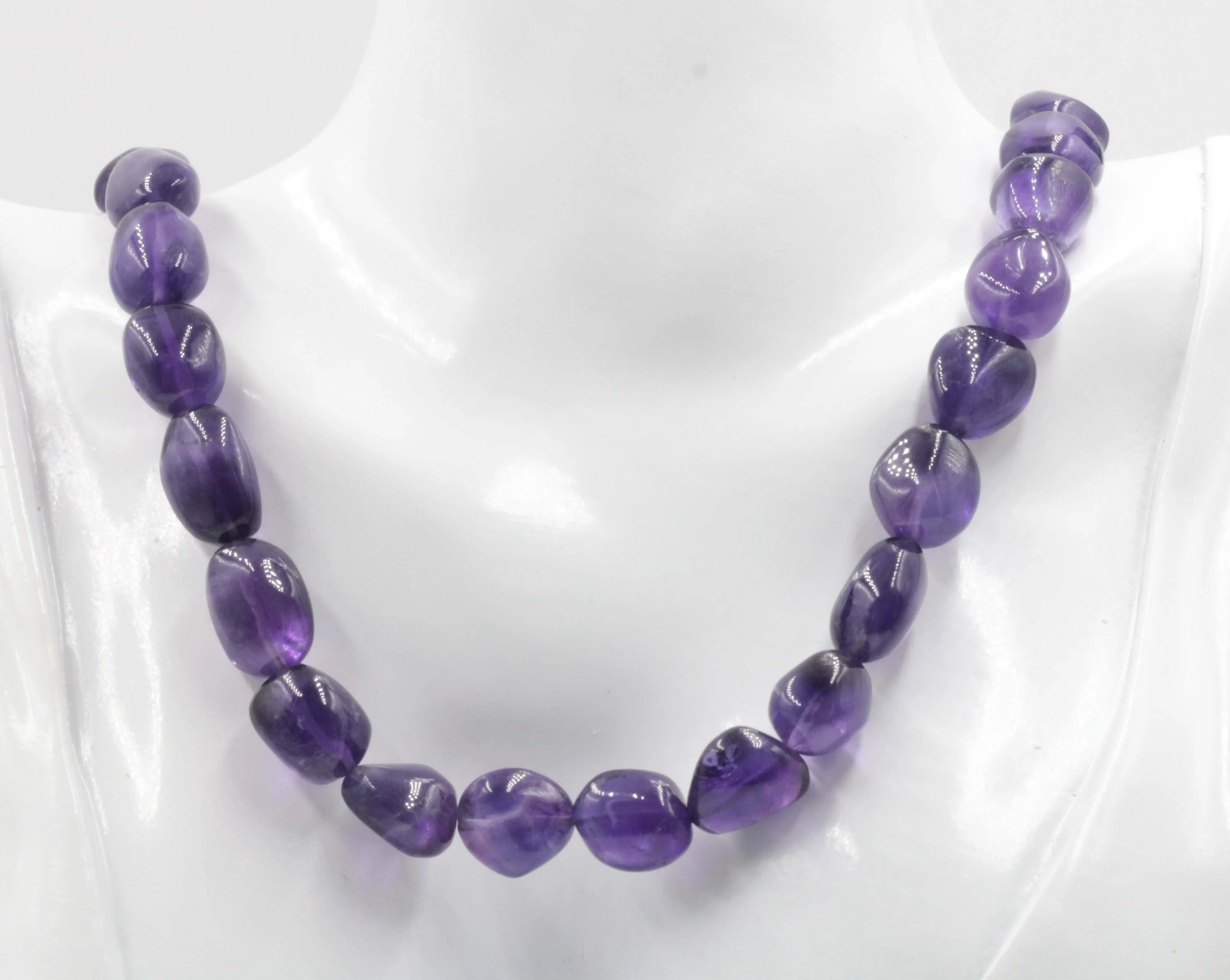 Natural Amethyst Quartz Beaded Necklace Quartz Necklace February Birthstone Necklace Purple Amethyst Beaded Gemstone Necklace SKU 6142736