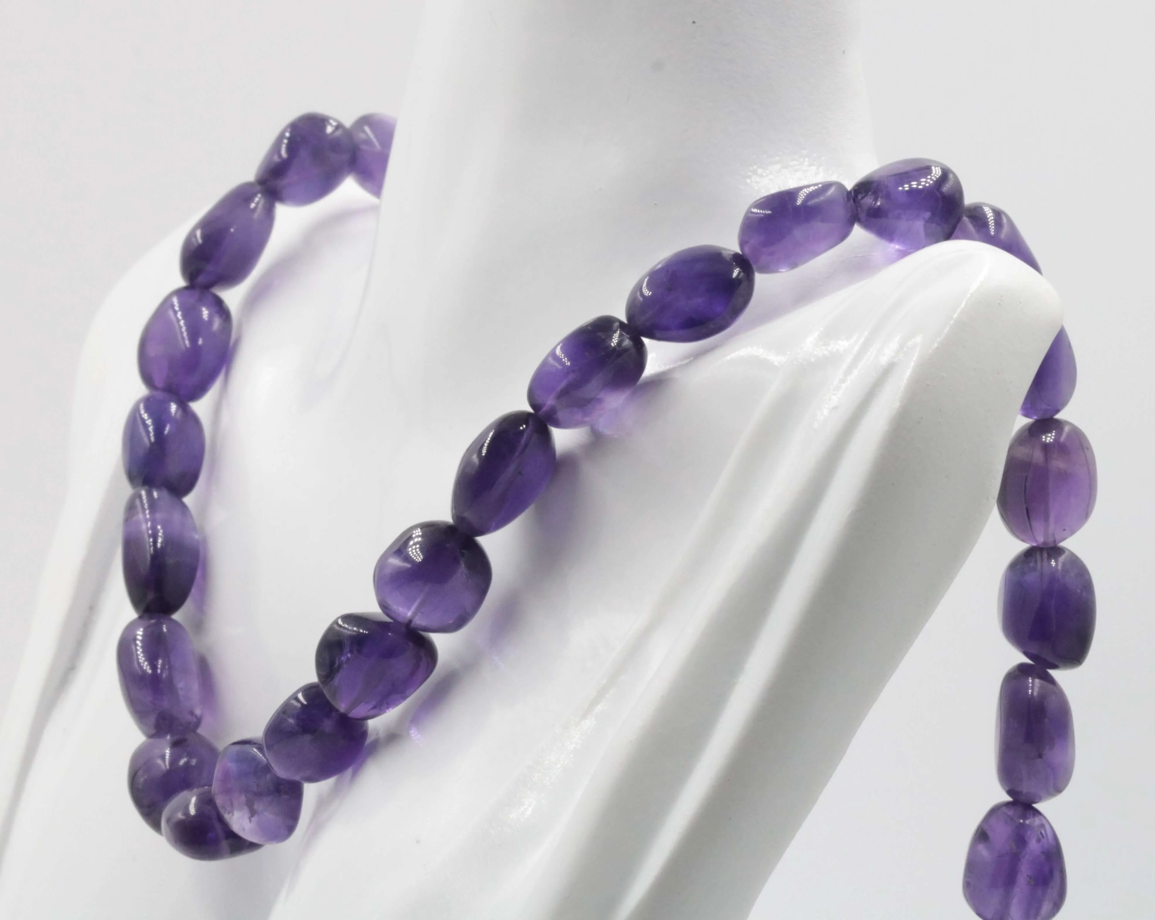 Natural Amethyst Quartz Beaded Necklace Quartz Necklace February Birthstone Necklace Purple Amethyst Beaded Gemstone Necklace SKU 6142736