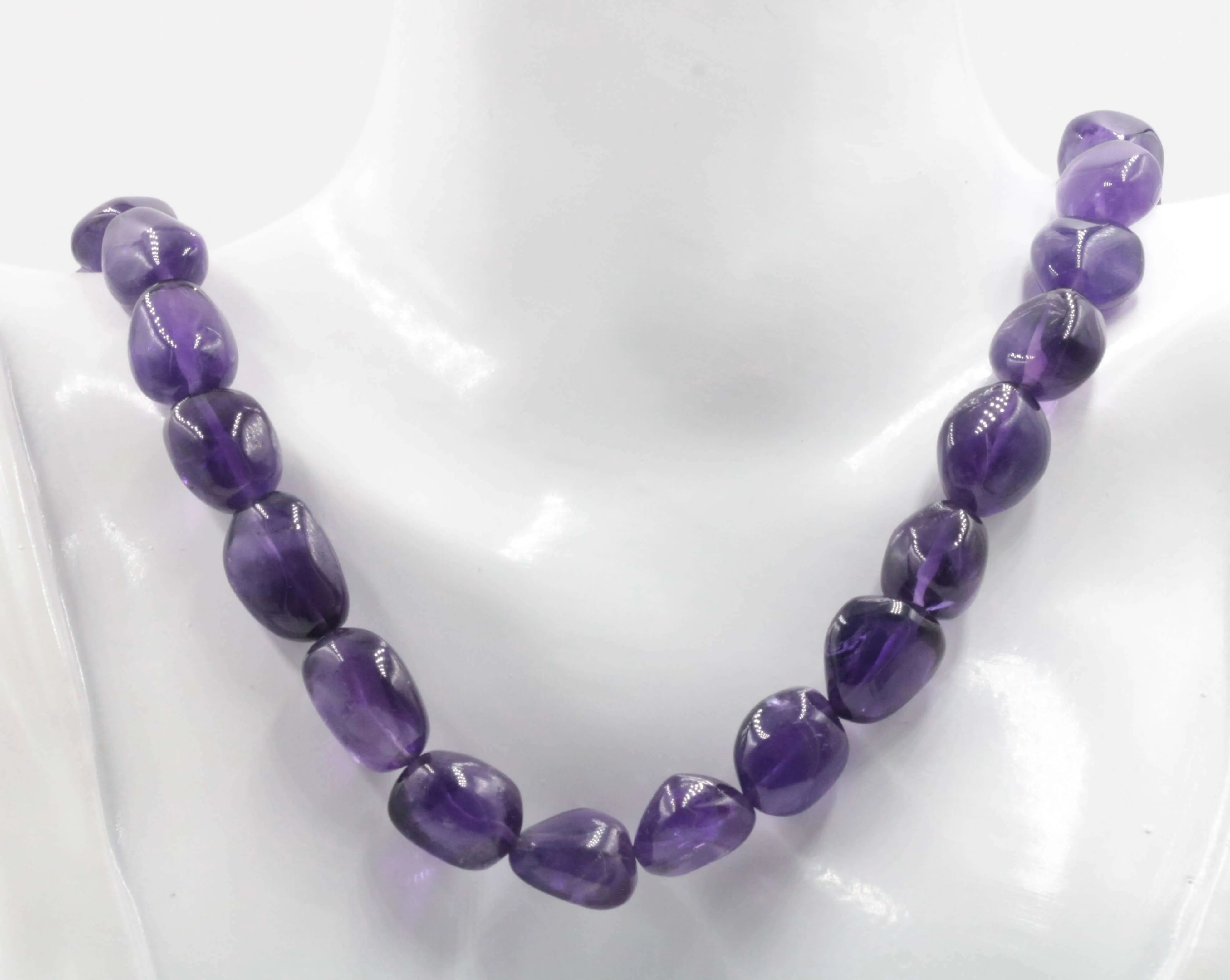 Natural Amethyst Quartz Beaded Necklace Quartz Necklace February Birthstone Necklace Purple Amethyst Beaded Gemstone Necklace SKU 6142736