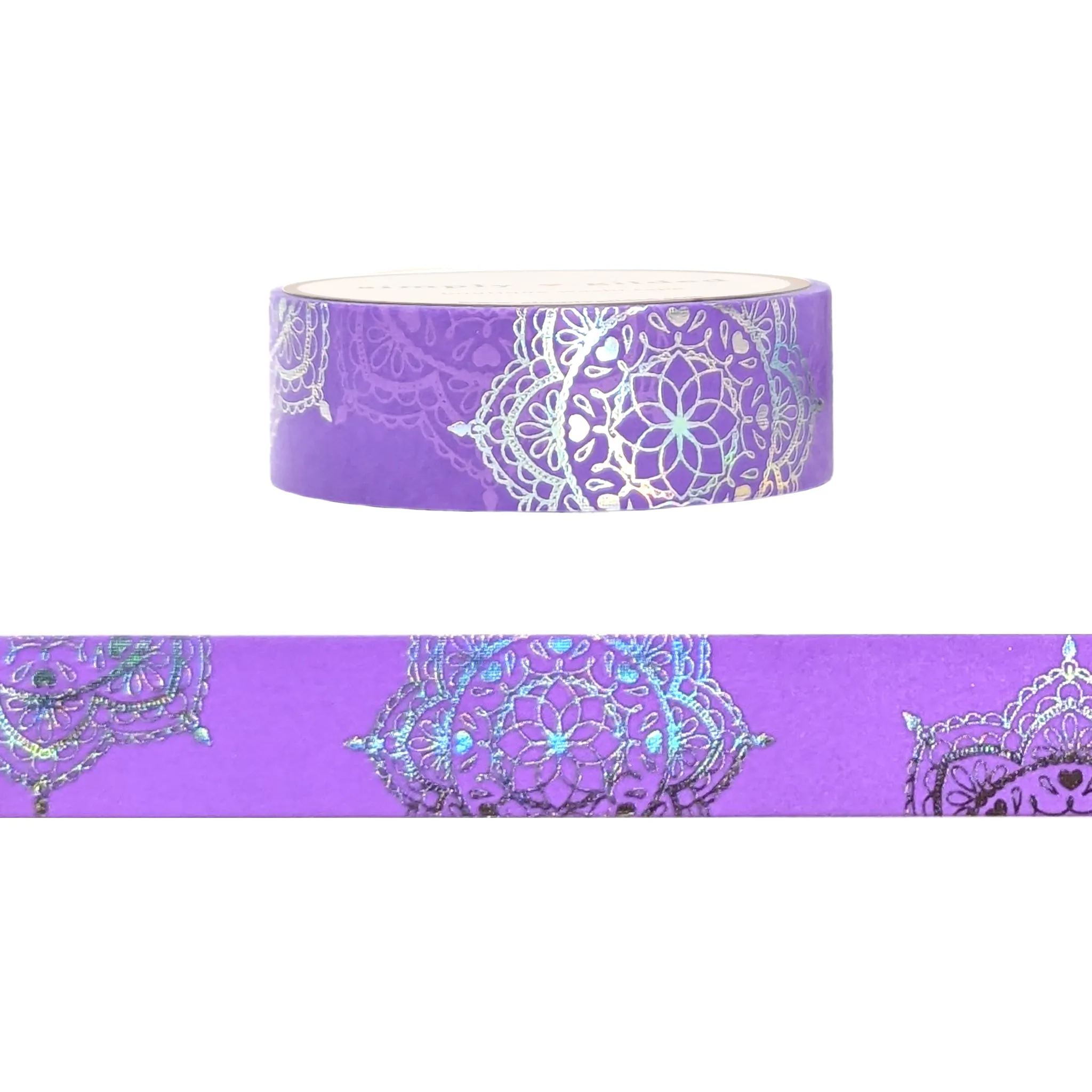 Neon Grape Soda Mandala washi (15mm    silver holographic foil)