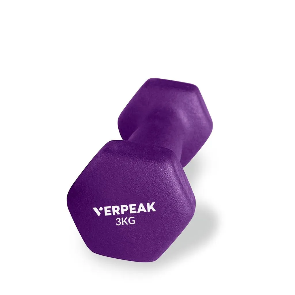 Non-Slip Neoprene Dumbbell Set 3kg x 2 - Purple, Verpeak