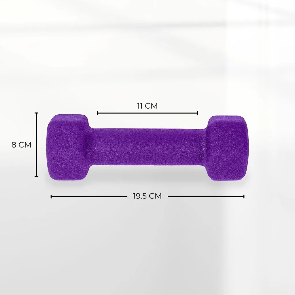 Non-Slip Neoprene Dumbbell Set 3kg x 2 - Purple, Verpeak