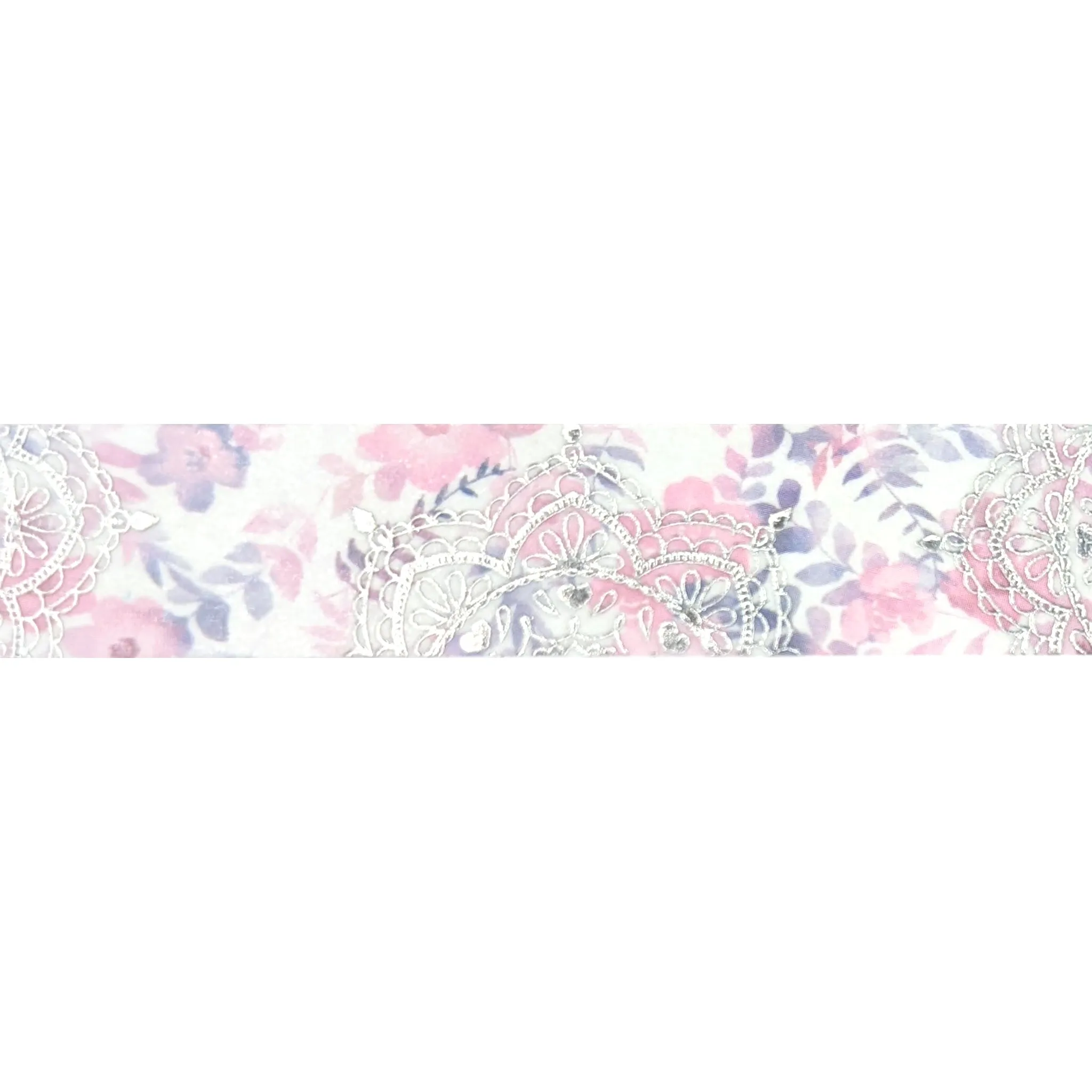 Pink Purple Floral Mandala washi (15mm   silver foil)