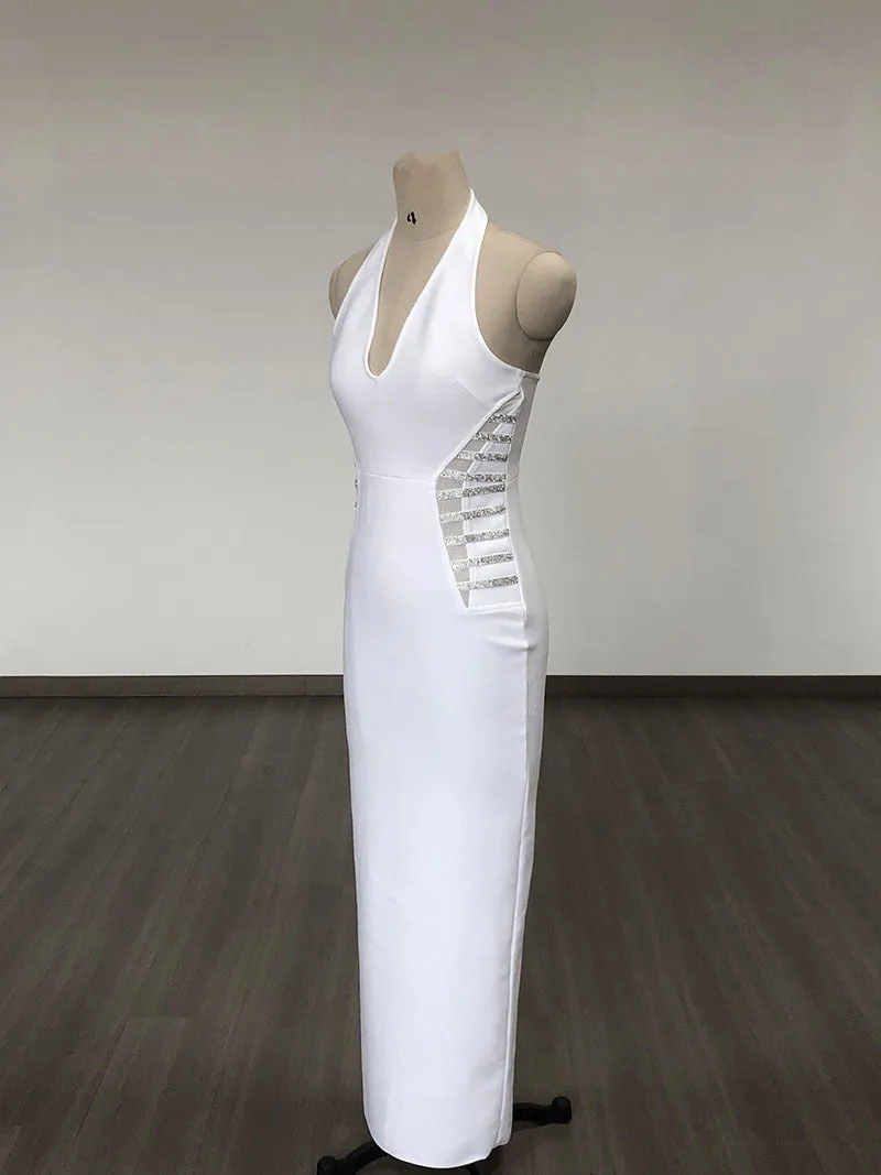 Pre Order:  Hot Diamond V-Neck Long Slit Bandage Dress