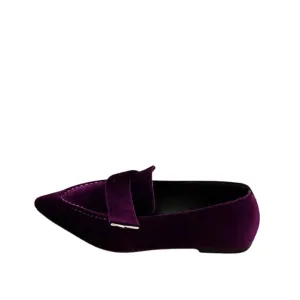 Pre Order:  Pointed Toe Velvet Casual Loafers