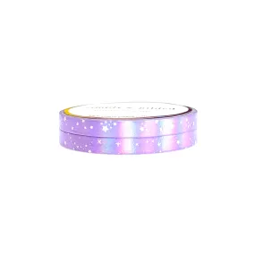 Purple Holographic Sparkle & Shooting star washi set of 2 (5mm   purple holographic foil   white)