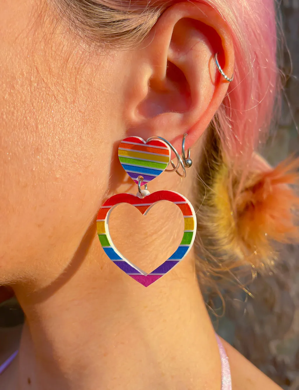 RAINBOW BARBIE HEART EARRINGS