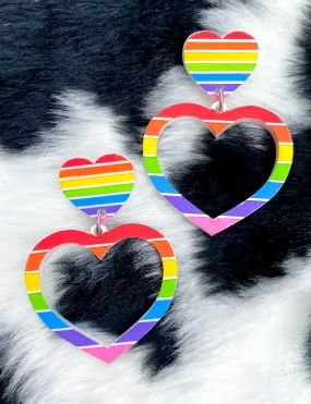 RAINBOW BARBIE HEART EARRINGS