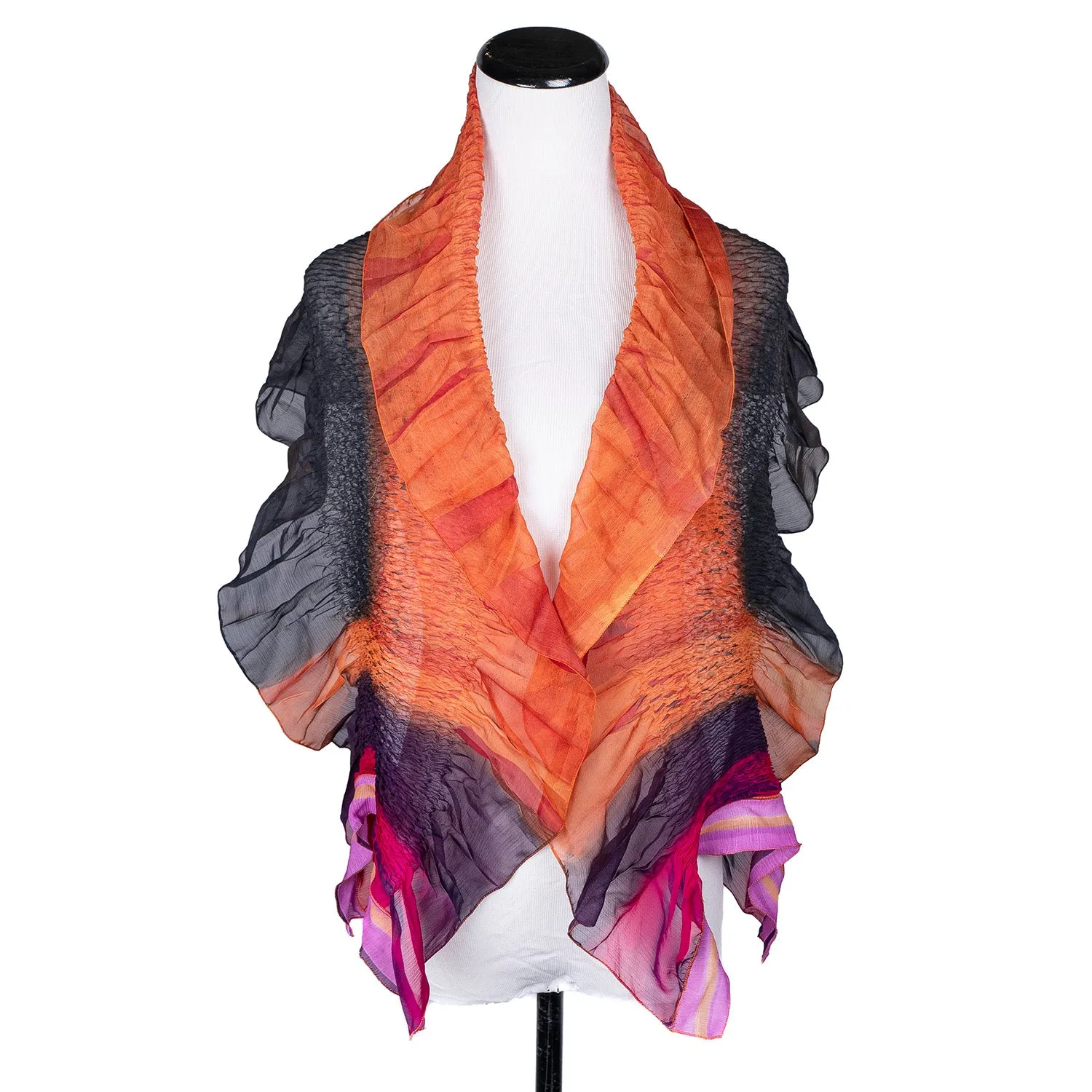 Ripple Wrap Scarf in Flame by Wendy Edmonds