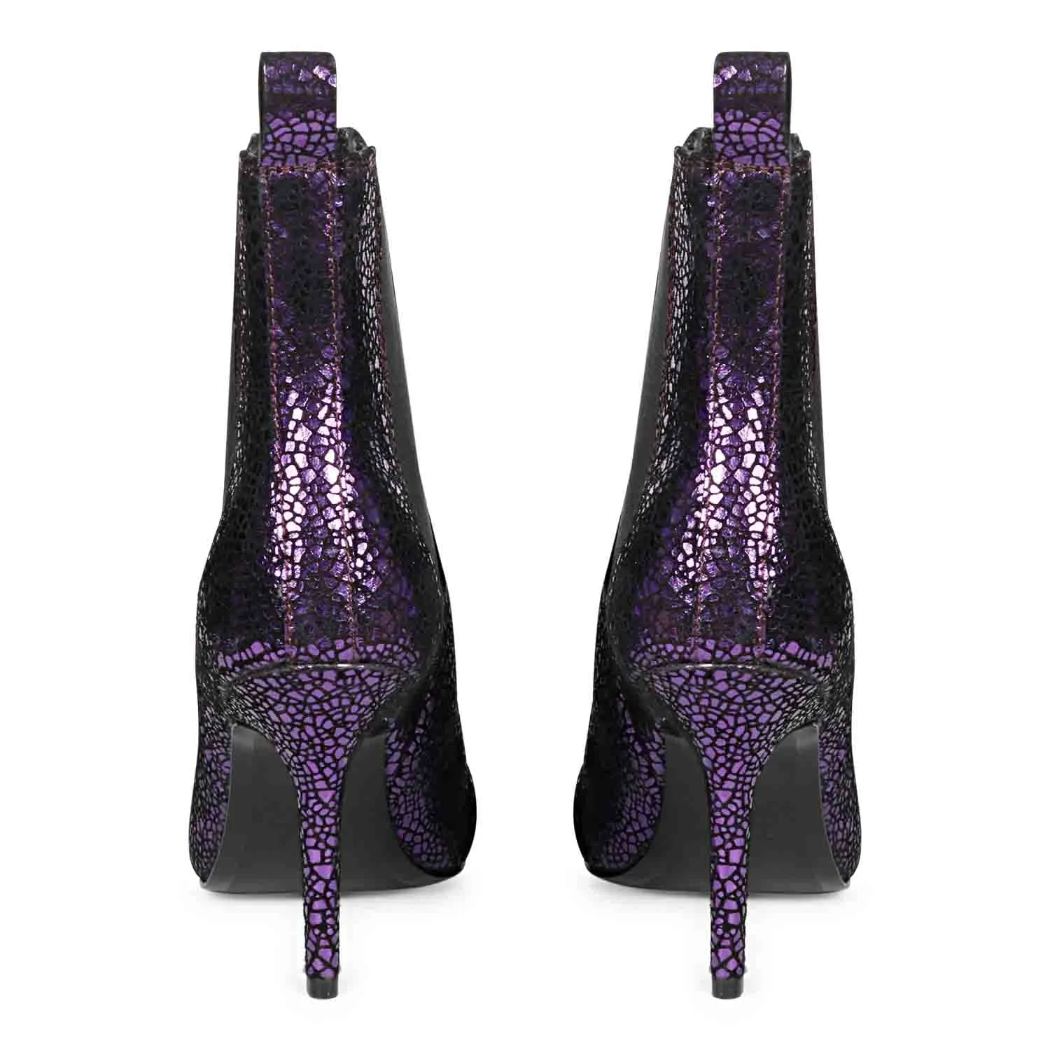 Saint Arely Purple Leather Kitten Heel Boots