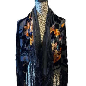 SCARF/SHAWL Burnt Velvet - Gold, Purple, Black