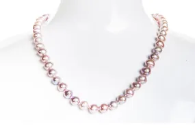 Single Strand Pink/Purple Freshwater Pearl Necklace 8mm