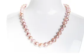 Single Strand Pink/Purple Freshwater Pearl Necklace 9-10mm