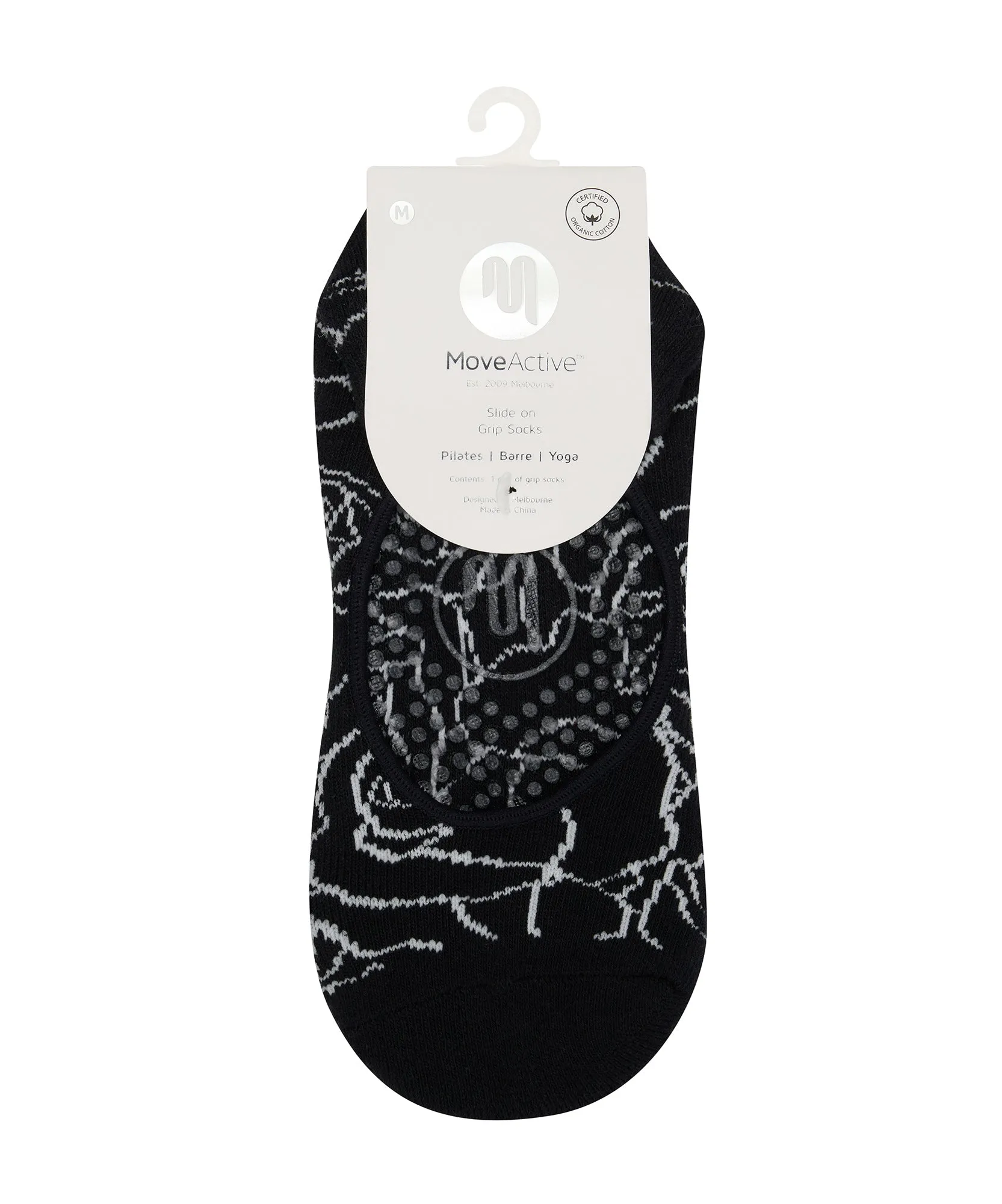 Slide On Non Slip Grip Socks - Rose Garden