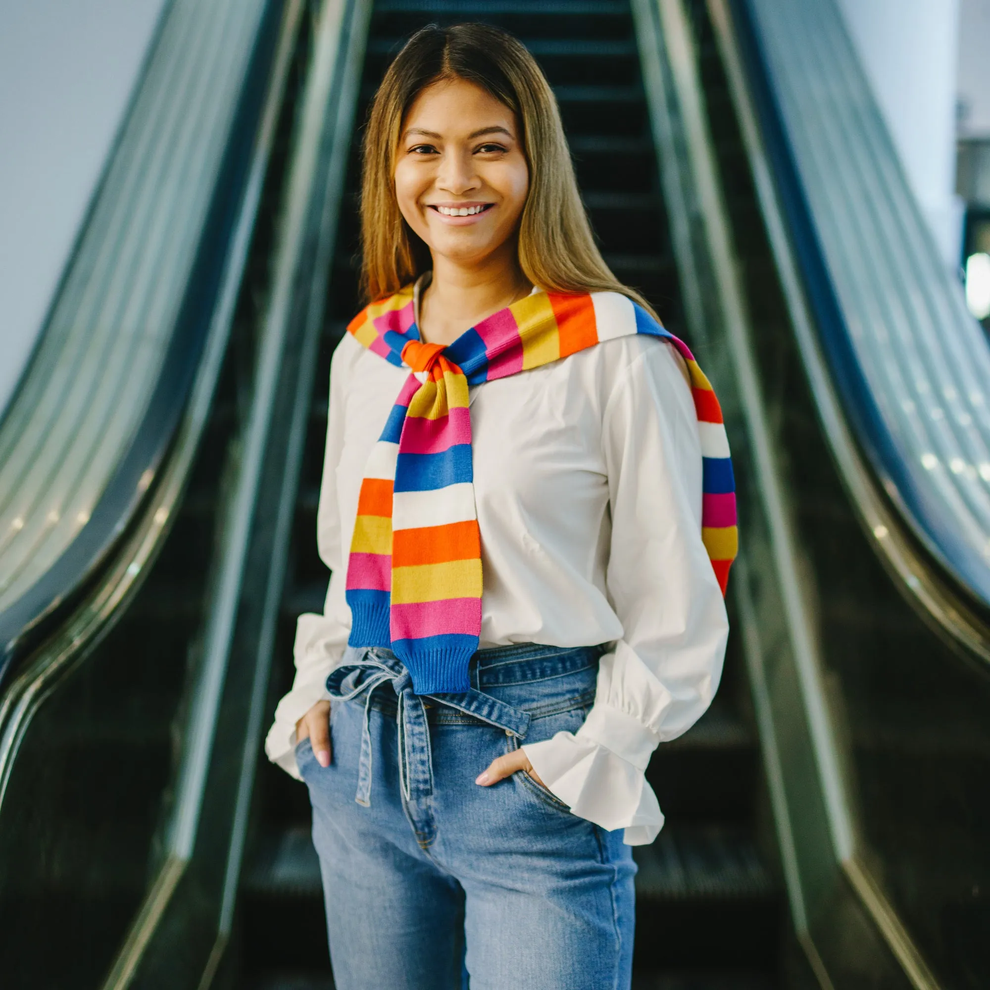 Sorbet Stripes 17" x 41" Faux Sweater Scarf