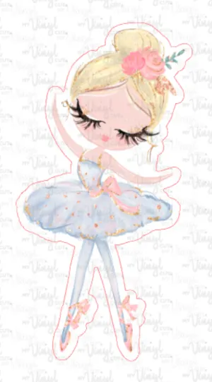 Sticker 2G Ballerina Blue Dress with Yellow Hair