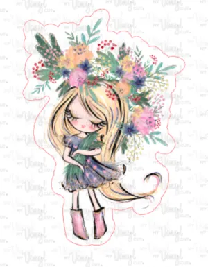 Sticker 3B Garden Girl with Straight Yellow Hair