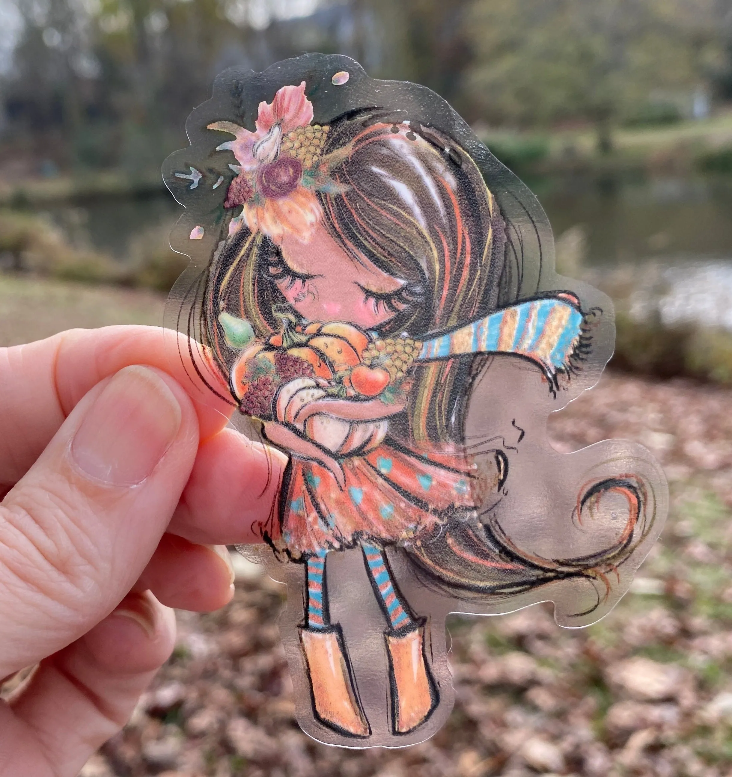 Sticker 3D Garden Dark Skin Girl with Straight Hair