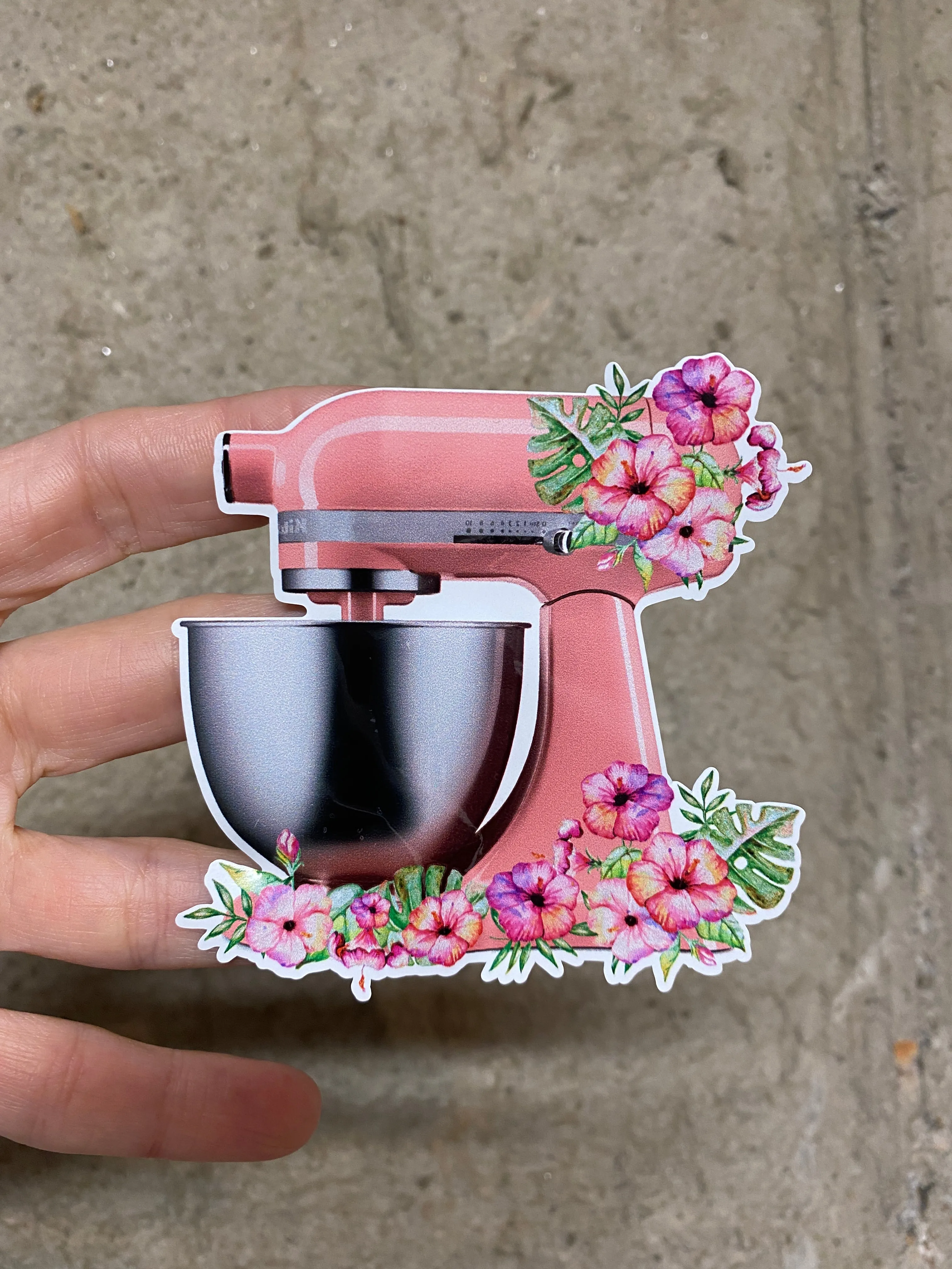 Sticker K4 Pink Kitchen Mixer with Flowers