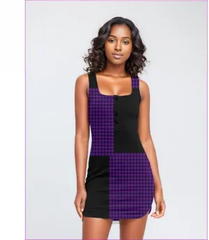 Tartan Women's Square Neck Bodycon Dress