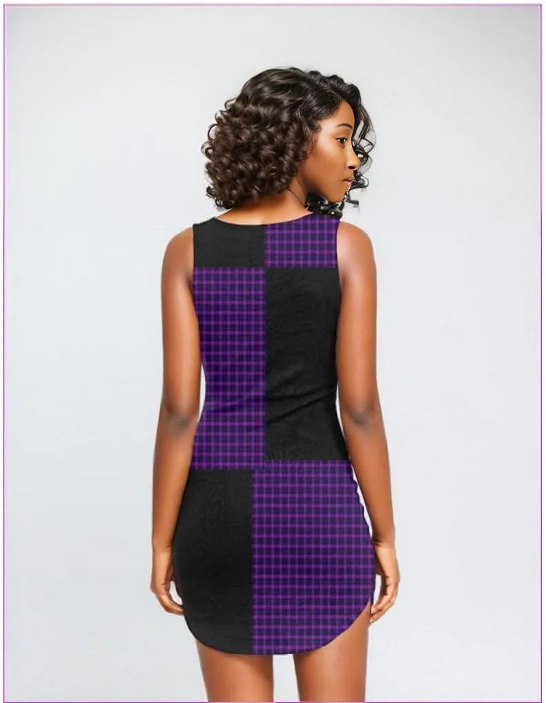 Tartan Women's Square Neck Bodycon Dress