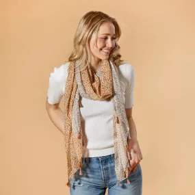 Tassel Accent Floral Scarf