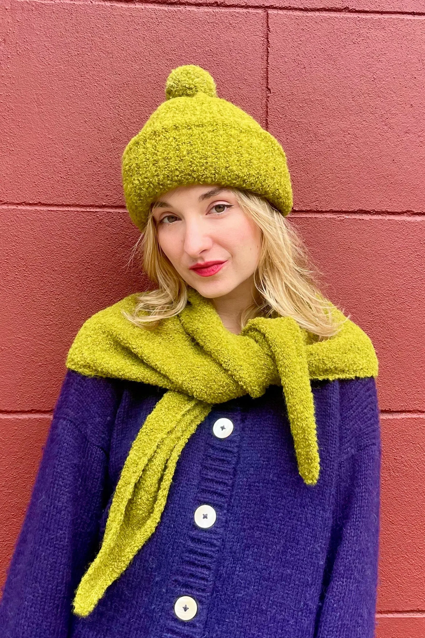 Teddy Boucle Beanie with Pom