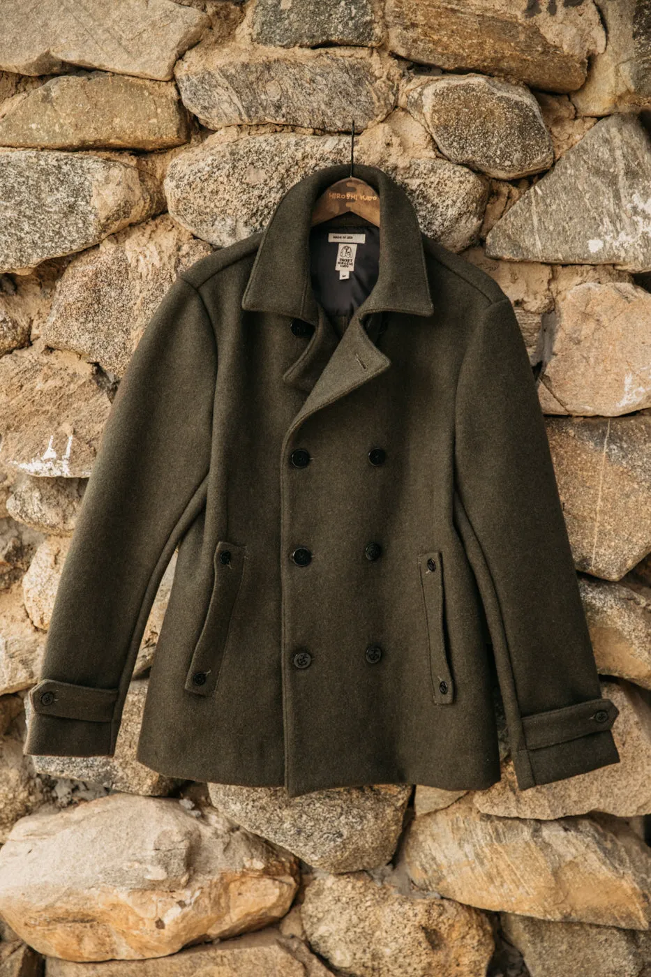 The Mallet Peacoat 21oz Melton Wool - Military Green