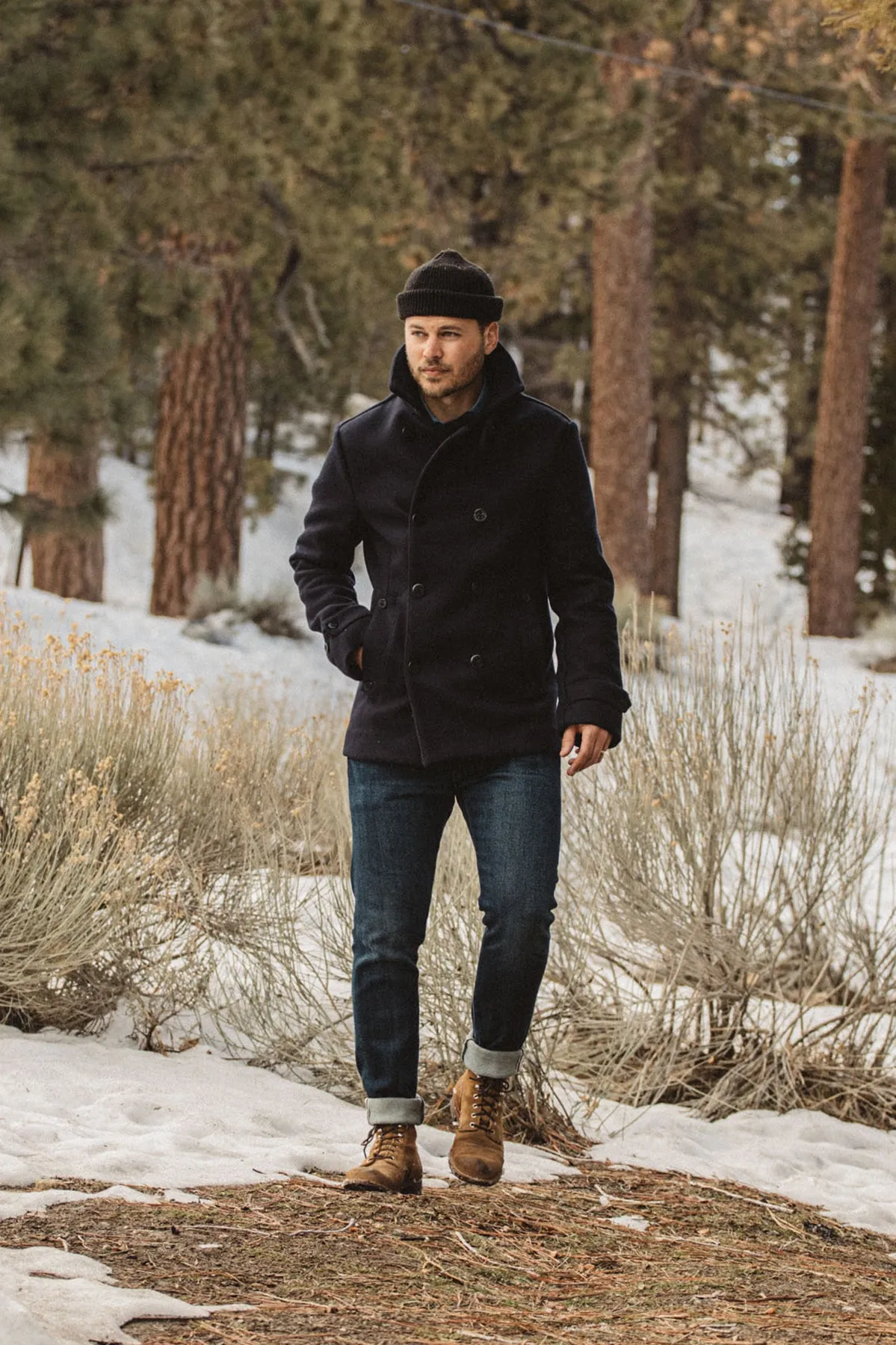 The Mallet Peacoat 21oz Melton Wool - Navy